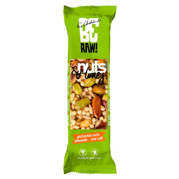 Be Raw! Nuts &amp; Honey Pistachio Nuts Almonds Sea Salt Baton 30 g
