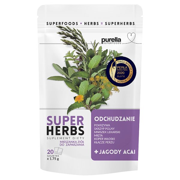Purella Superfoods Superherbs Suplement diety odchudzanie 35 g (20 x 1,75 g)