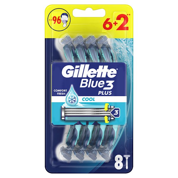 Gillette Blue3 Plus Cool, maszynki jednorazowe dla mężczyzn, 8 sztuk