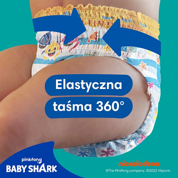 Pampers Splashers Baby Shark, 4, 11 Jednorazowe pieluchomajtki do pływania 9kg - 15kg