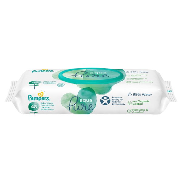 Pampers Aqua Pure Chusteczki nawilżane dla niemowląt 1 opakowania = 48 chusteczek nawilżanych