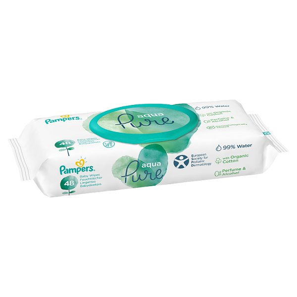 Pampers Aqua Pure Chusteczki nawilżane dla niemowląt 1 opakowania = 48 chusteczek nawilżanych