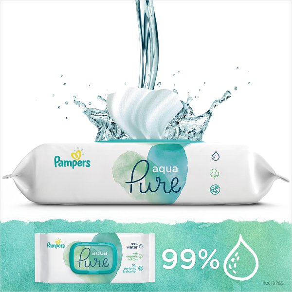 Pampers Aqua Pure Chusteczki nawilżane dla niemowląt 1 opakowania = 48 chusteczek nawilżanych