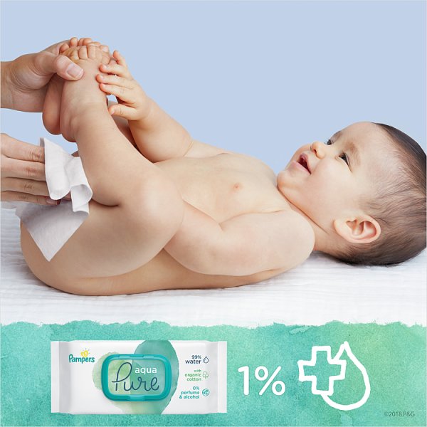 Pampers Aqua Pure Chusteczki nawilżane dla niemowląt 1 opakowania = 48 chusteczek nawilżanych