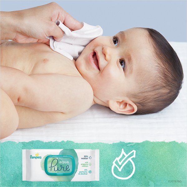 Pampers Aqua Pure Chusteczki nawilżane dla niemowląt 1 opakowania = 48 chusteczek nawilżanych