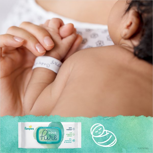 Pampers Aqua Pure Chusteczki nawilżane dla niemowląt 1 opakowania = 48 chusteczek nawilżanych