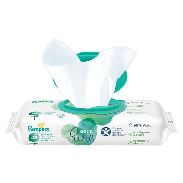 Pampers Aqua Pure Chusteczki nawilżane dla niemowląt 1 opakowania = 48 chusteczek nawilżanych