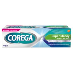 Corega Wyrób medyczny krem mocujący do protez zębowych super mocny mocno miętowy 40 g