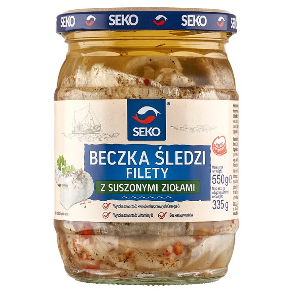 Seko Beczka śledzi Filety z suszonymi ziołami 550 g