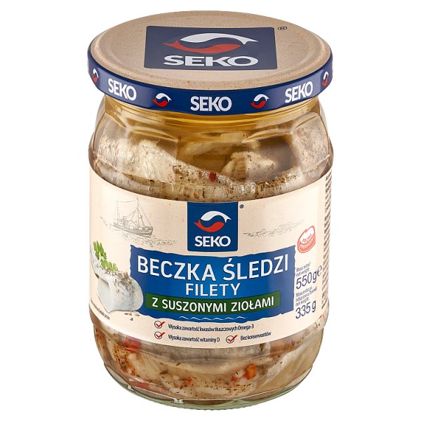 Seko Beczka śledzi Filety z suszonymi ziołami 550 g