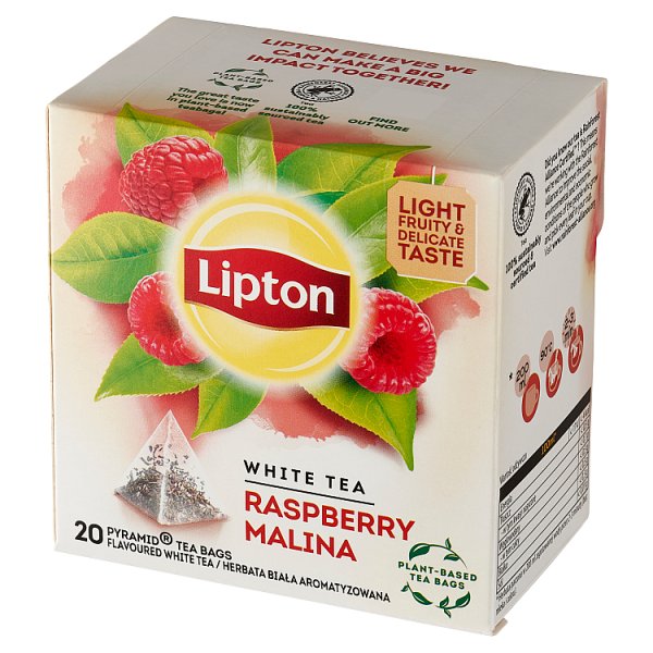 Lipton Herbata biała aromatyzowana malina 30 g (20 torebek)