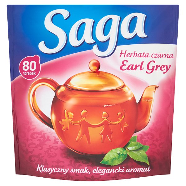 Saga Earl Grey Herbata czarna 120 g (80 torebek)