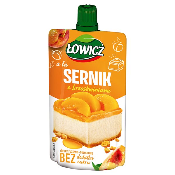 Łowicz Deser ryżowo-owocowy a&#039;la sernik z brzoskwiniami 100 g