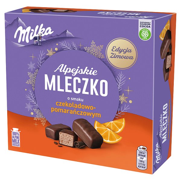 Milka Alpejskie Mleczko Pianka o smaku czekoladowo-pomarańczowym 330 g