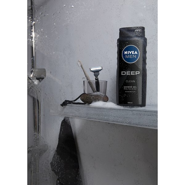 Nivea MEN Deep Clean ŻEL POD Prysznic DO Ciała, Twarzy I Włosów 500 ml