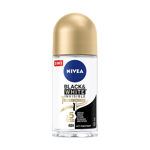 Nivea Black&amp;White Invisible Silky Smooth Antyperspirant Roll ON 50 ml