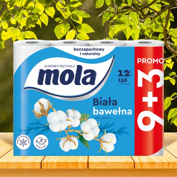 Mola White Papier toaletowy bawełniana biel 12 rolek