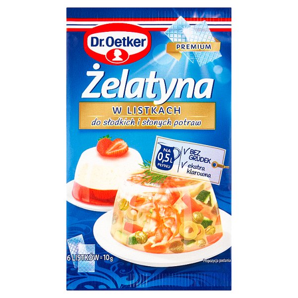 Dr. Oetker Żelatyna w listkach 10 g (6 sztuk)