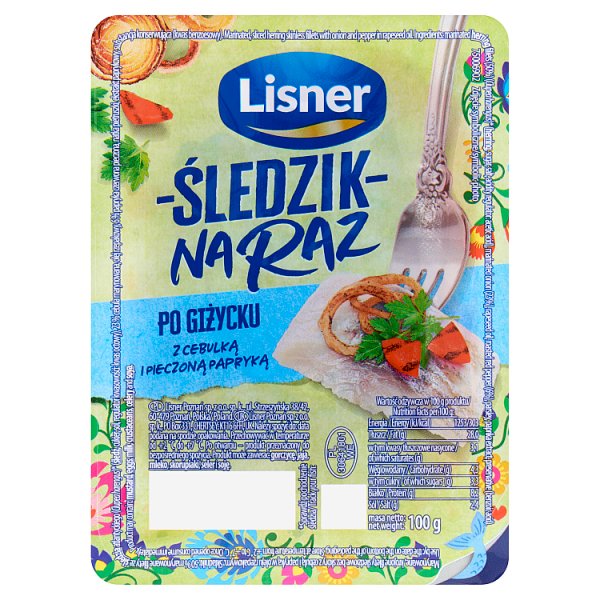 Lisner Śledzik na raz po giżycku z cebulką i pieczoną papryką 100 g