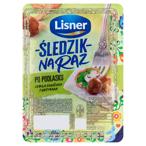 Lisner Śledzik na raz po podlasku cebula smażona z grzybami 100 g