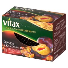 Vitax Herbatka owocowo-ziołowa aromatyzowana o smaku śliwki z dodatkiem kardamonu 30 g (15 x 2 g)