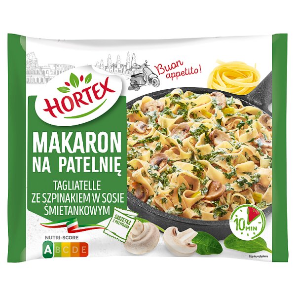 Hortex Makaron na patelnię tagliatelle ze szpinakiem w sosie śmietankowym 450 g