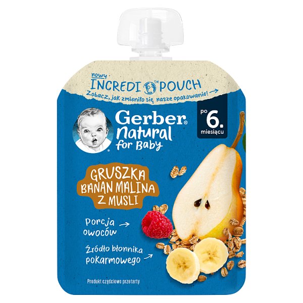 Gerber Gruszka banan malina z musli po 6. miesiącu 80 g