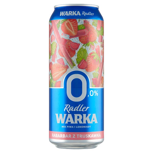 Warka Radler Piwo bezalkoholowe z lemoniadą o smaku rabarbaru i truskawki 500 ml