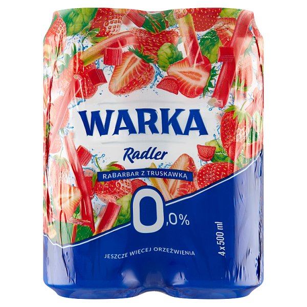 Warka Radler Bezalkoholowy napój piwny rabarbar z truskawką 4 x 500 ml