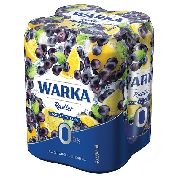 Warka Radler Bezalkoholowy napój piwny jagoda z cytryną 4 x 500 ml