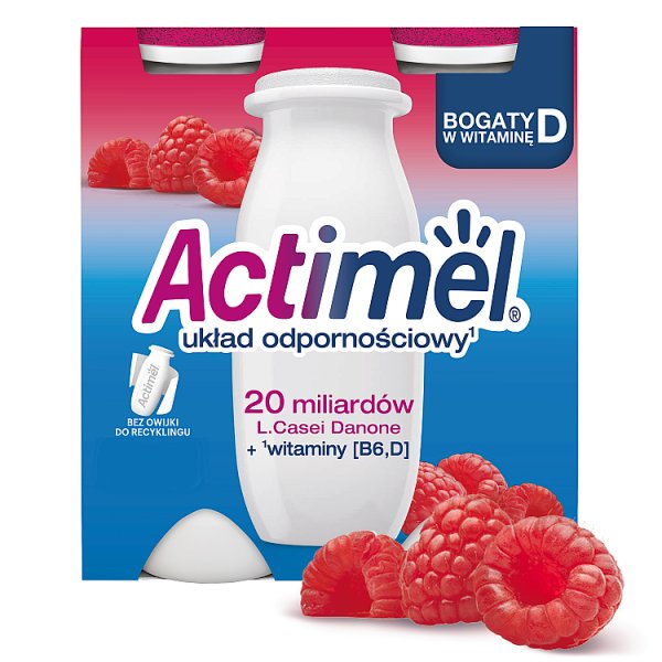 Actimel Napój jogurtowy o smaku malinowym 400 g (4 x 100 g)