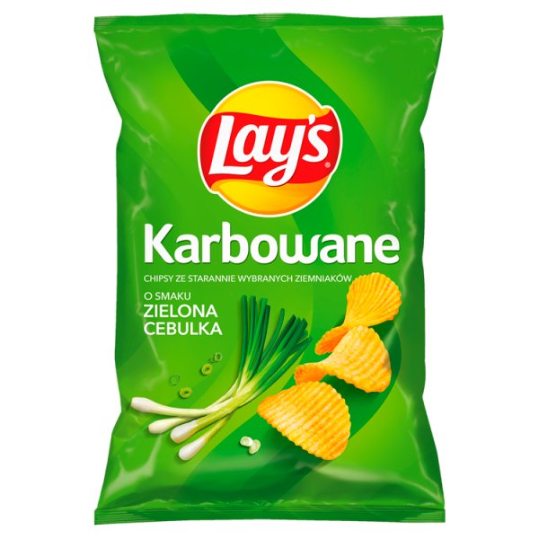 Lay&#039;s Chipsy ziemniaczane karbowane o smaku zielonej cebulki 130 g