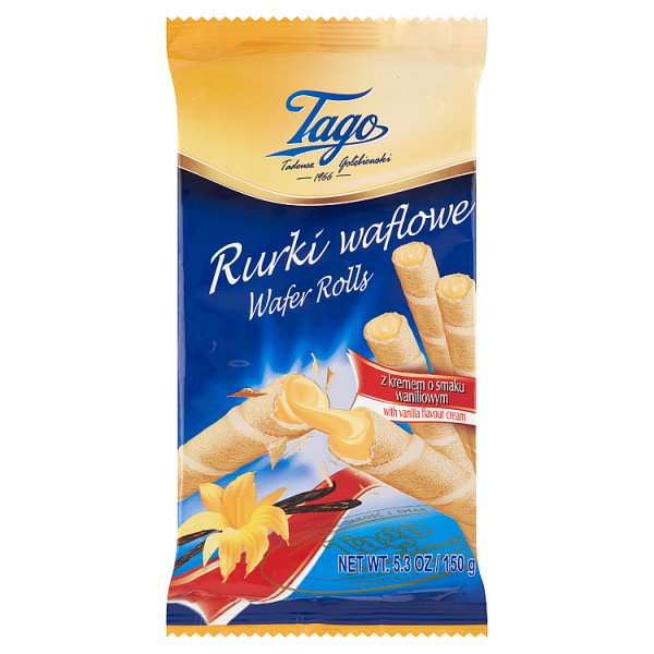 Tago Rurki waflowe z kremem o smaku waniliowym 150 g