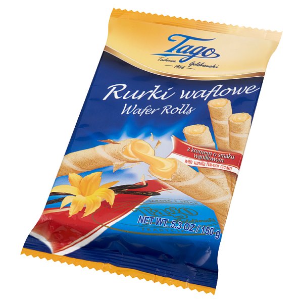 Tago Rurki waflowe z kremem o smaku waniliowym 150 g