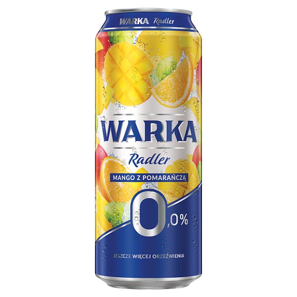 Warka Radler Bezalkoholowy napój piwny mango z pomarańczą 500 ml