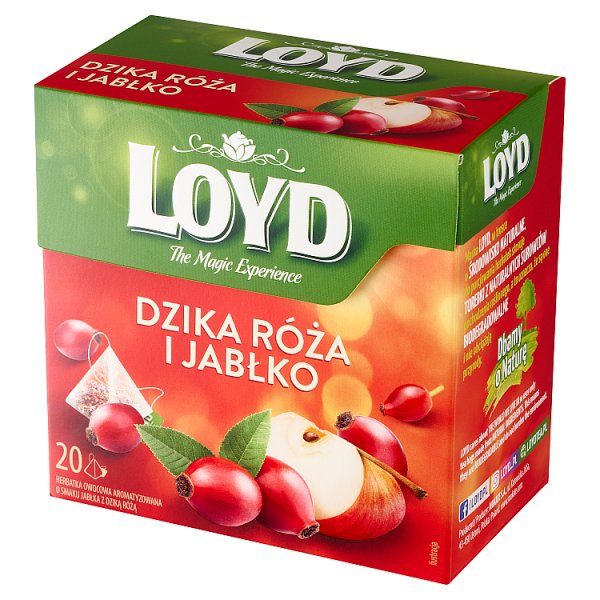 Loyd Herbatka owocowa aromatyzowana o smaku jabłka z dziką różą 40 g (20 x 2 g)