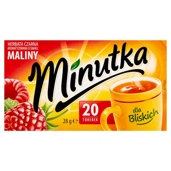 Minutka Herbata czarna aromatyzowana o smaku maliny 28 g (20 x 1,4 g)