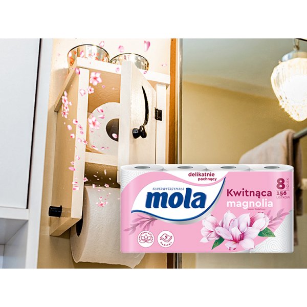 Mola White Papier toaletowy kwitnąca magnolia 8 rolek