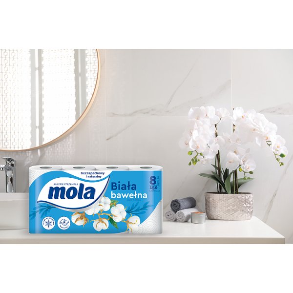 Mola White Papier toaletowy bawełniana biel 8 rolek