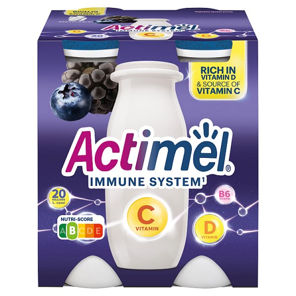 Actimel Napój jogurtowy o smaku jagodowo-jeżynowym 400 g (4 x 100 g)