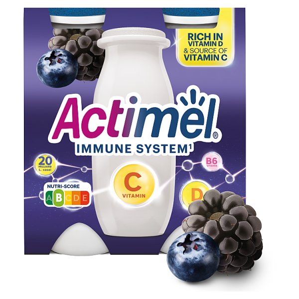 Actimel Napój jogurtowy o smaku jagodowo-jeżynowym 400 g (4 x 100 g)