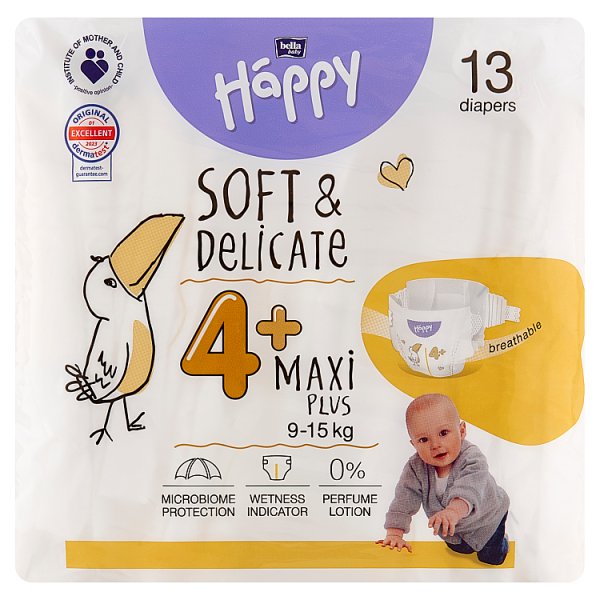 Bella Baby Happy Pieluszki jednorazowe 4+ maxi plus 9-15 kg 13 sztuk