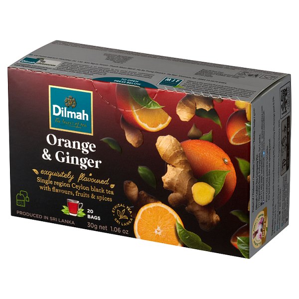 Dilmah Cejlońska herbata czarna aromatyzowana pomarańcza i imbir 30 g (20 x 1,5 g)