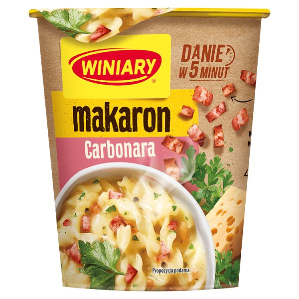 Danie Winiary Makaron Carbonara z wędzonym boczkiem i śmietanką 50 g 