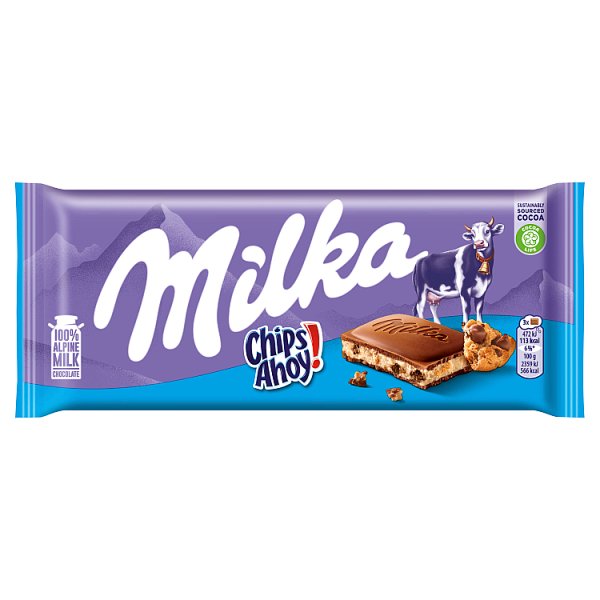 Milka Czekolada mleczna z nadzieniem mlecznym pokruszone kawałki herbatników z czekoladą 100 g