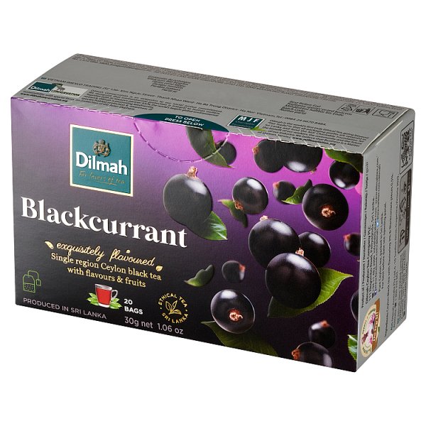 Dilmah Cejlońska herbata czarna aromatyzowana czarna porzeczka 30 g (20 x 1,5 g)
