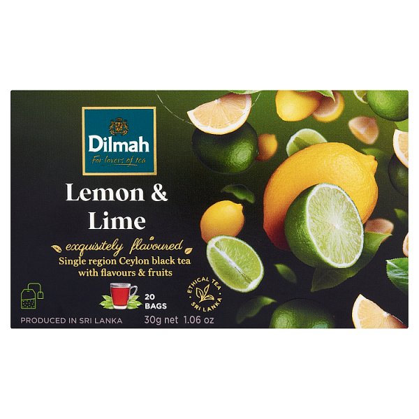 Dilmah Cejlońska herbata czarna aromatyzowana cytryna i limonka 30 g (20 x 1,5 g)