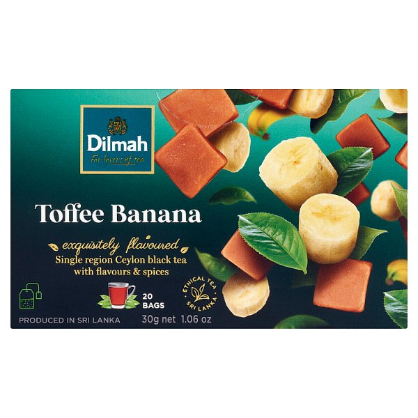 Dilmah Cejlońska herbata czarna aromatyzowana toffi i banan 30 g (20 x 1,5 g)