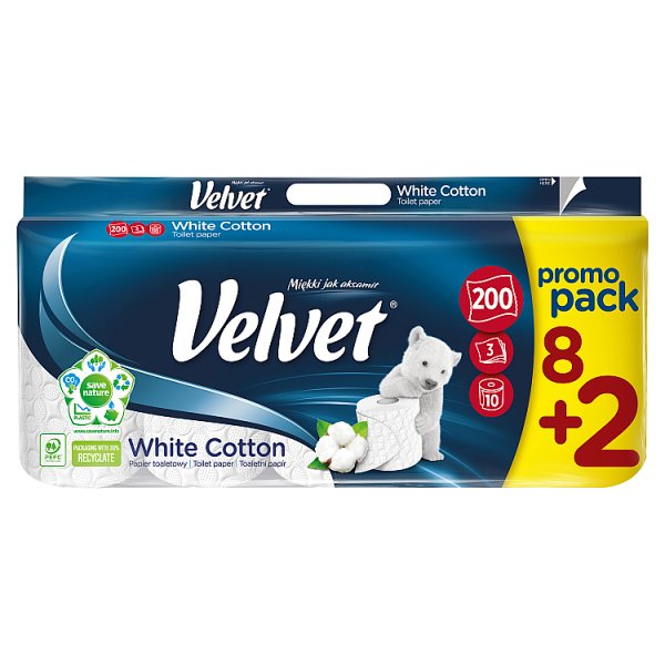 Velvet White Cotton Papier toaletowy 10 rolek