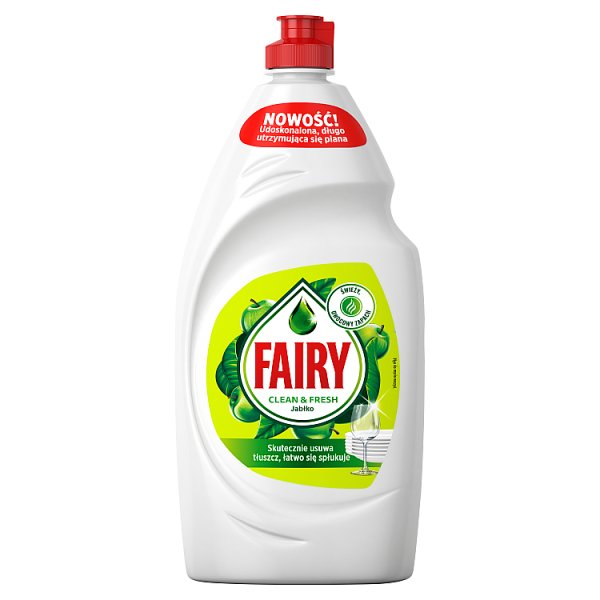 Fairy Clean &amp; Fresh Jabłko Płyn do mycia naczyń zapewniający lśniąco czyste naczynia 900ml